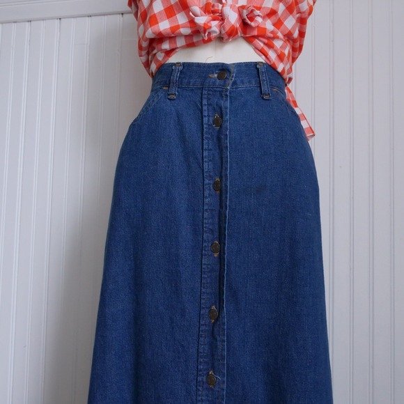 Great 70s orange tab Levi's denim‎ maxi skirt - Picture 2 of 11